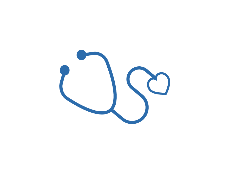 Icon of stethoscope with a heart for the drum
